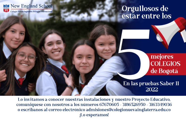 El Colegio Nueva Inglaterra se ubica entre los 5 mejores colegios de Bogotá en las Pruebas Saber