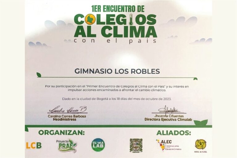Participación del Gimnasio Los Robles en el encuentro ‘Colegios al clima’ con el país