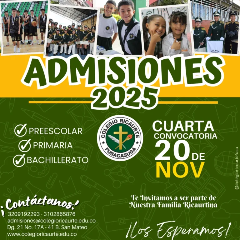 Cuarta convocatoria de admisiones Colegio Ricaurte de Fusagasugá